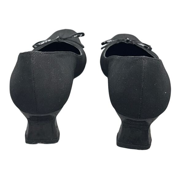 Vaneli Black Square Toe Bow Accent Loafer Style Kitten Heel Dress Shoe Women 8.5 - Picture 4 of 9